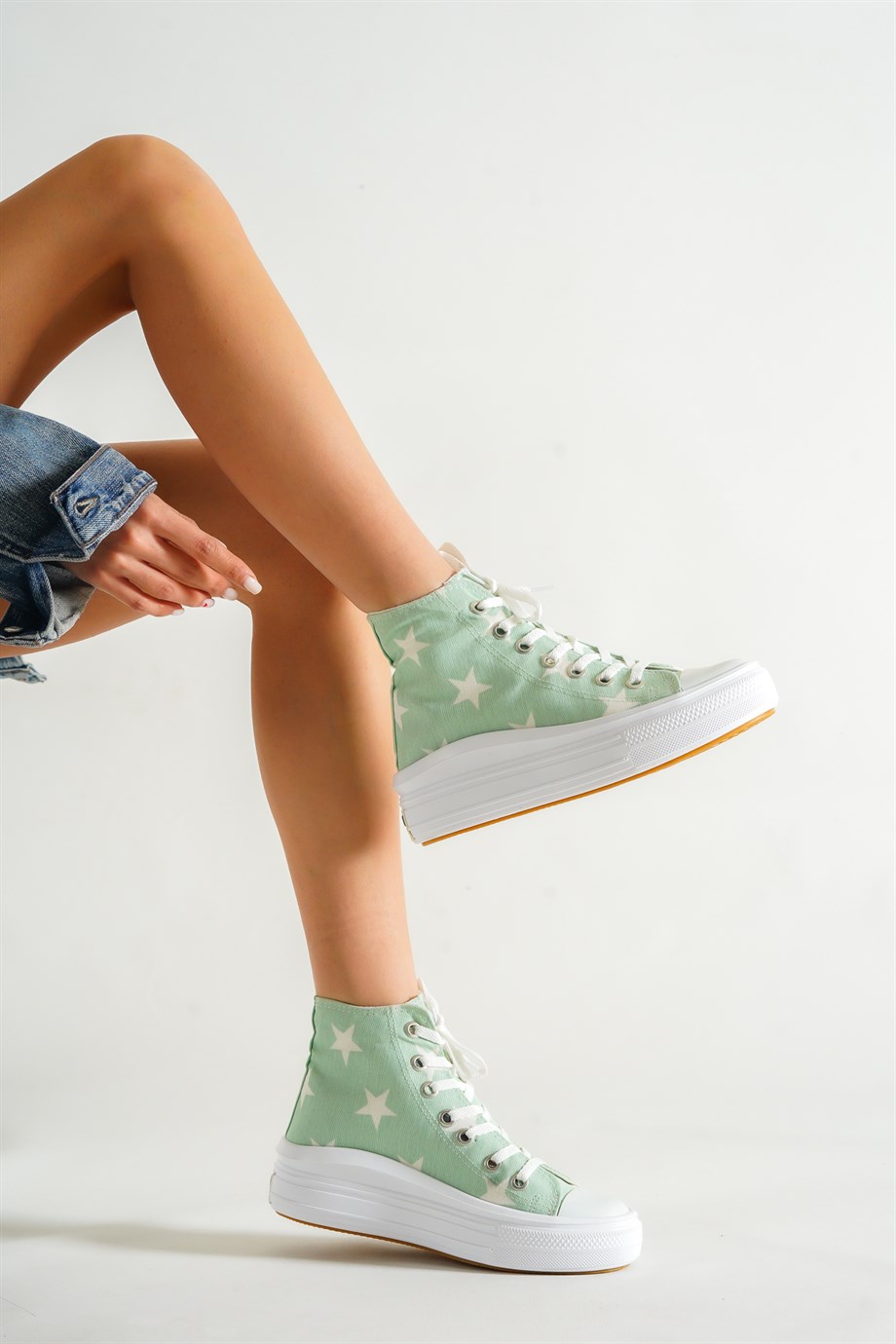 Capone Su Yeşili Canvas Boğazlı Kadın Spor Ayakkabı Sneaker | Caponestore
