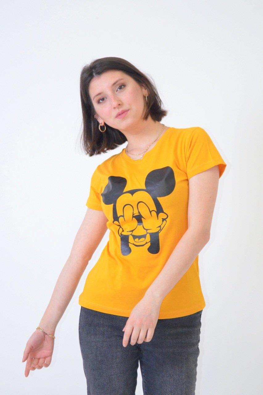 Bisiklet Yaka Baskılı T-Shirt 8735