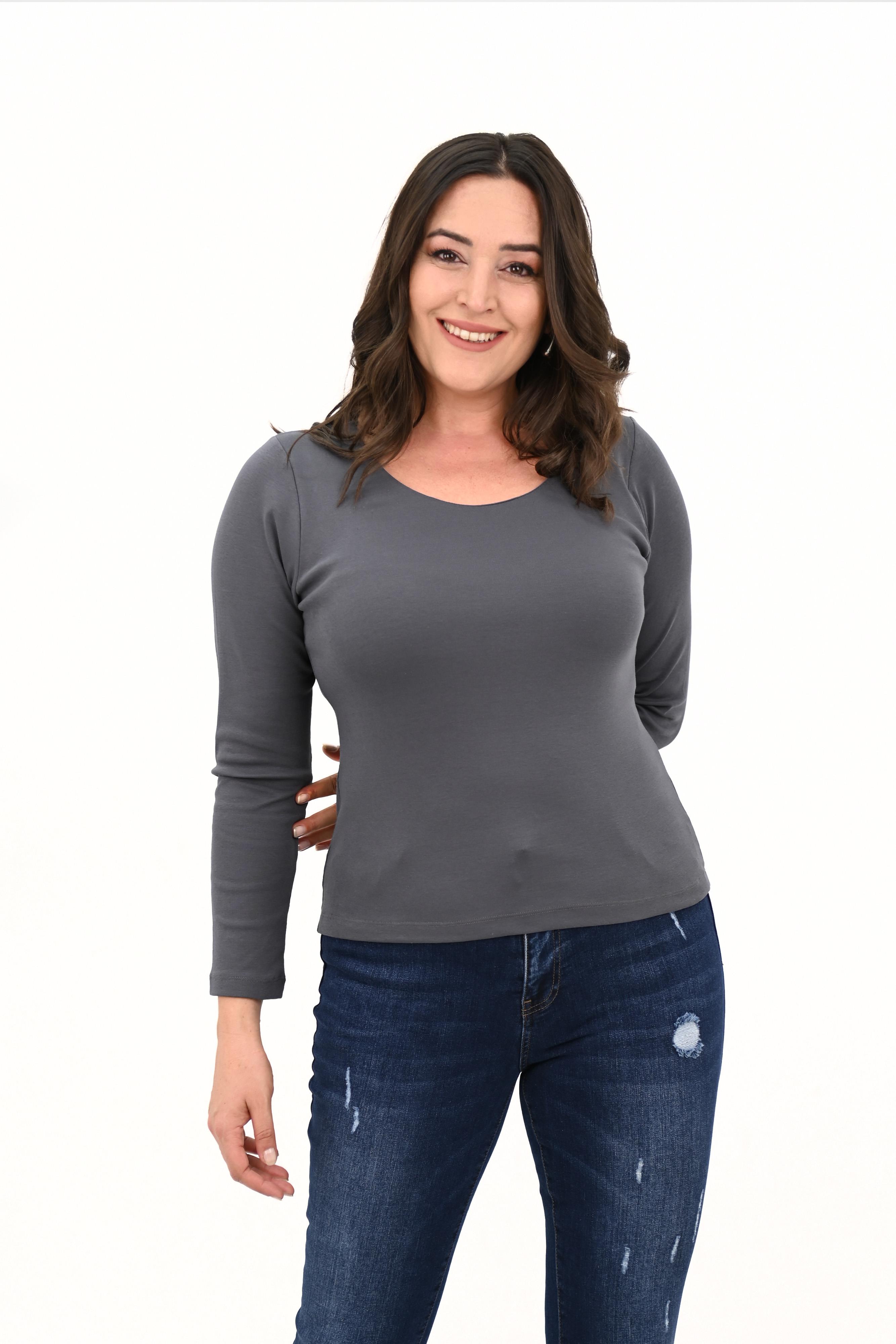 Kadın Büyük Beden Uzun Kollu Basic Bluz 1759-25