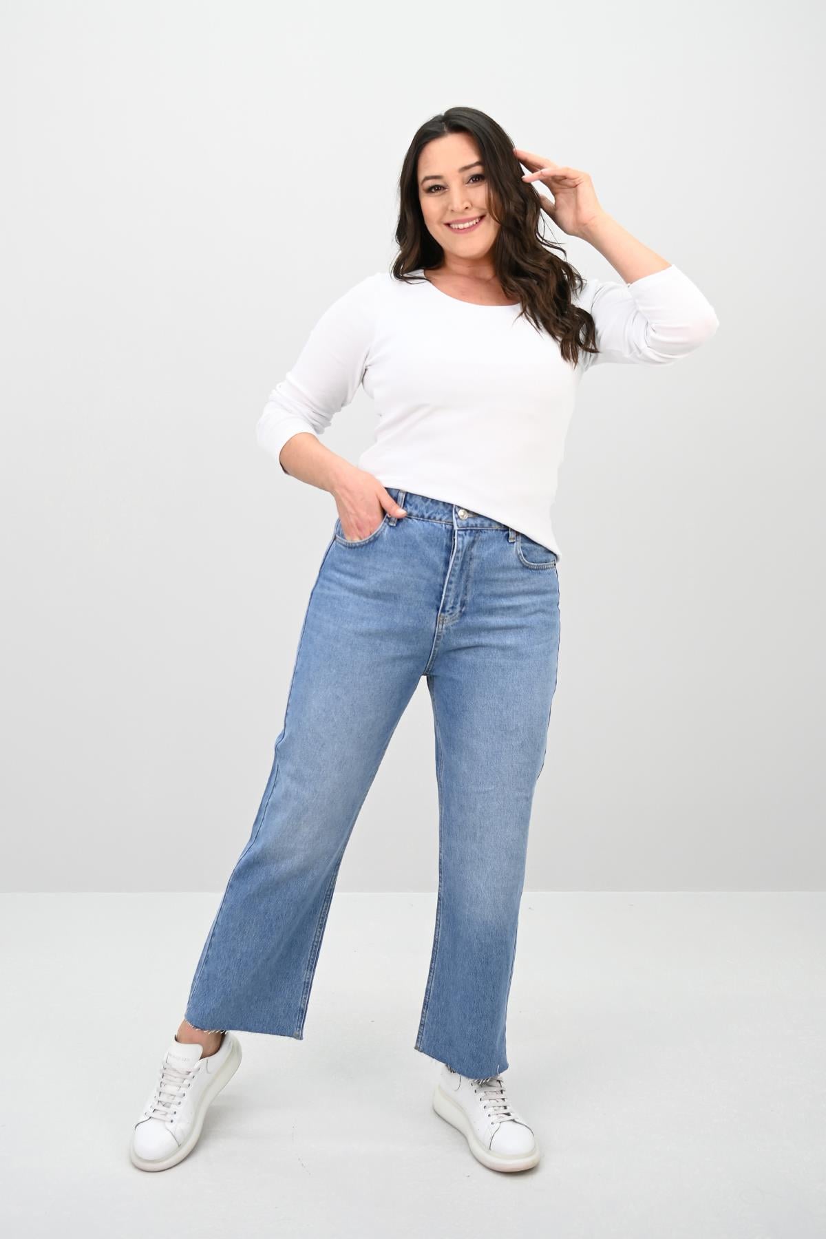 Kadın Büyük Beden Yüksek Bel Mom Jean 4418-25 DPL-968