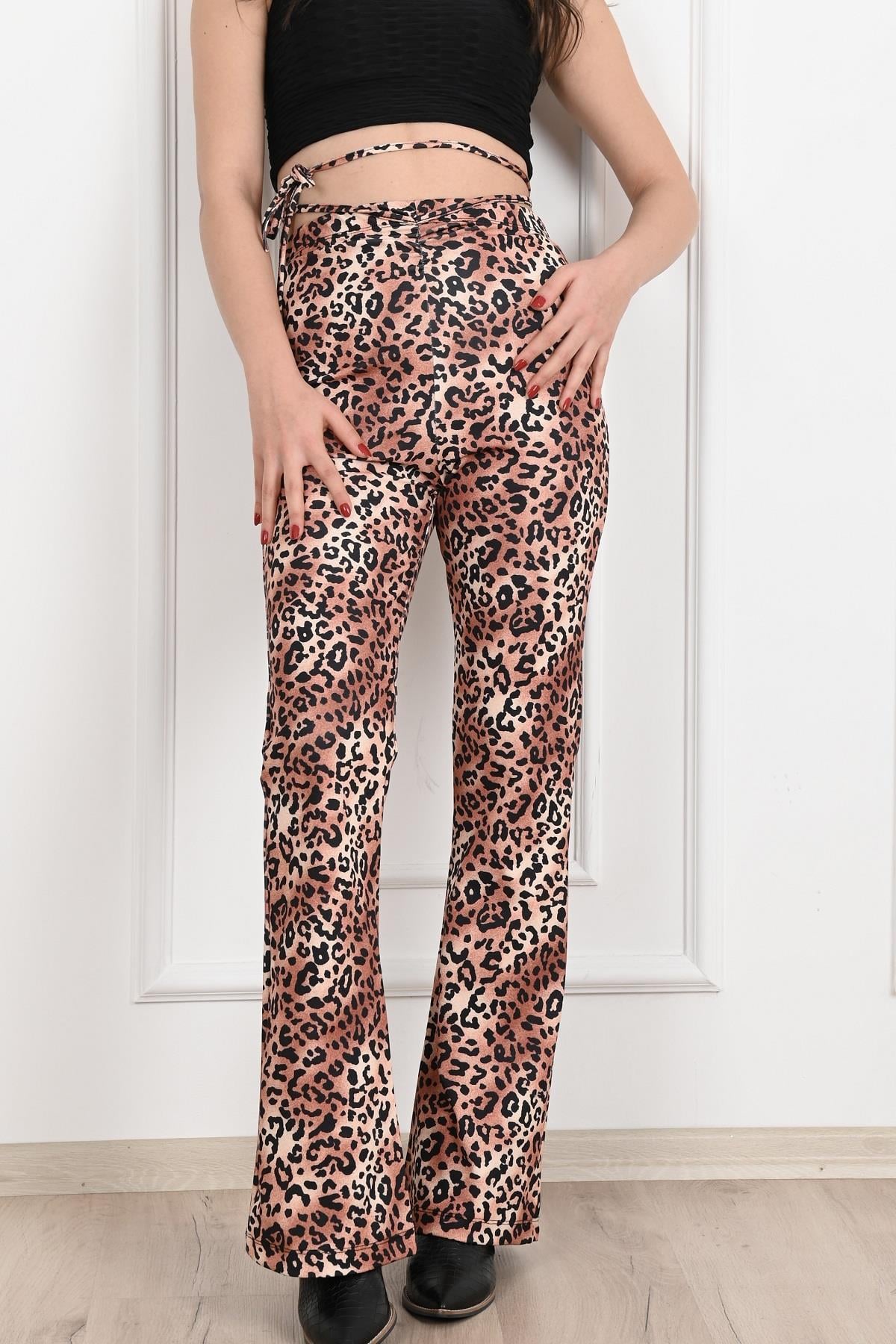 Leopar Desenli Yüksek Bel Tayt -1 6079-22