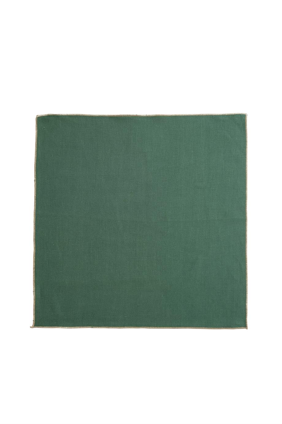 Gold Biyeli Keten Yeşil 4lü Yılbaşı Peçete