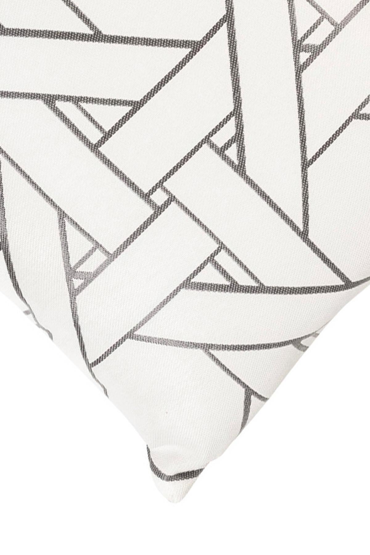Outdoor Gri Geometrik Kırlent Kılıfı