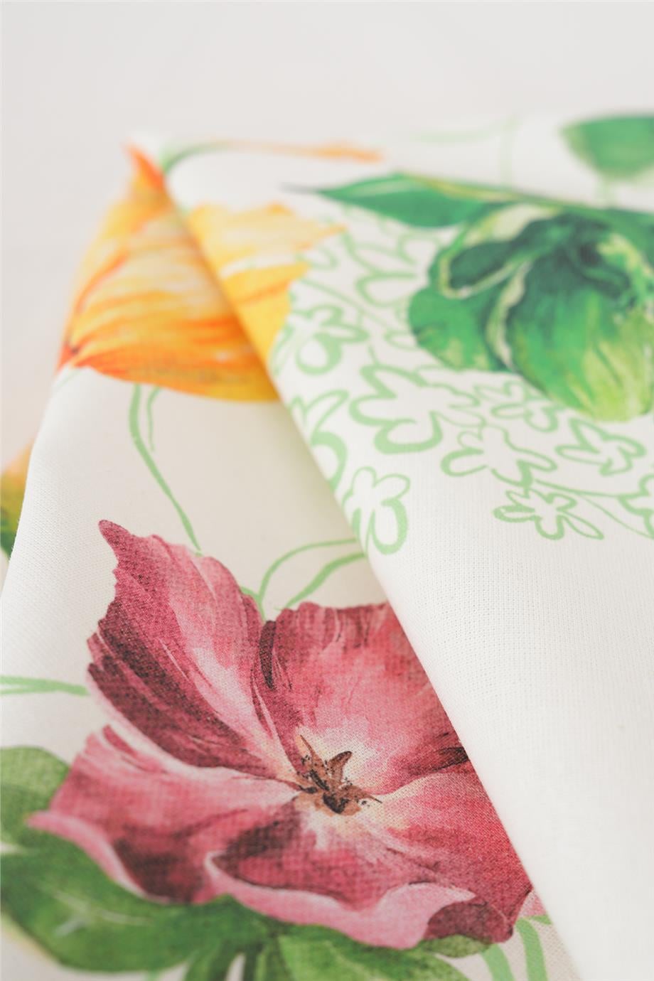 Multi Flower Lale Detaylı Renkli Masa Örtüsü