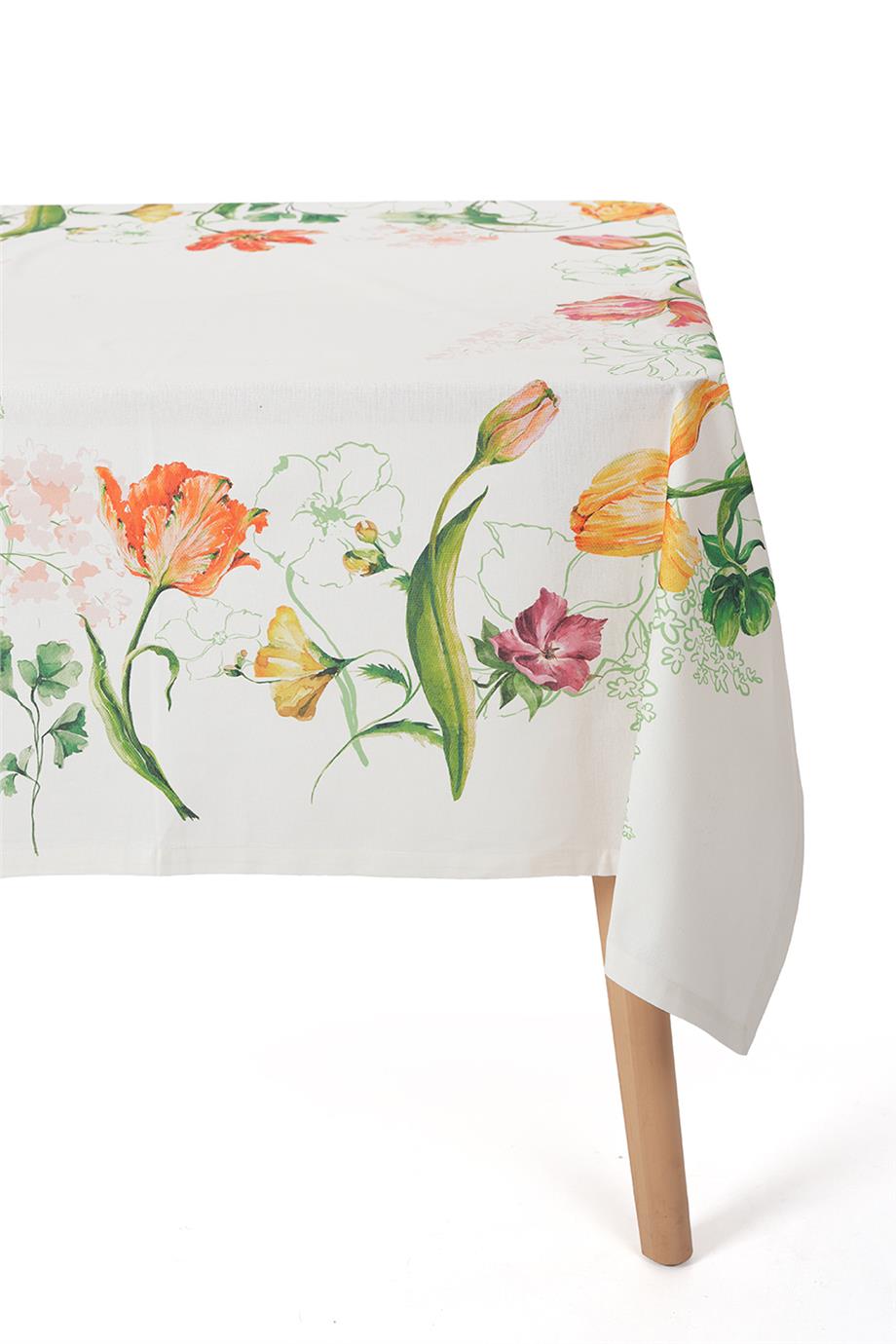 Multi Flower Lale Detaylı Renkli Masa Örtüsü