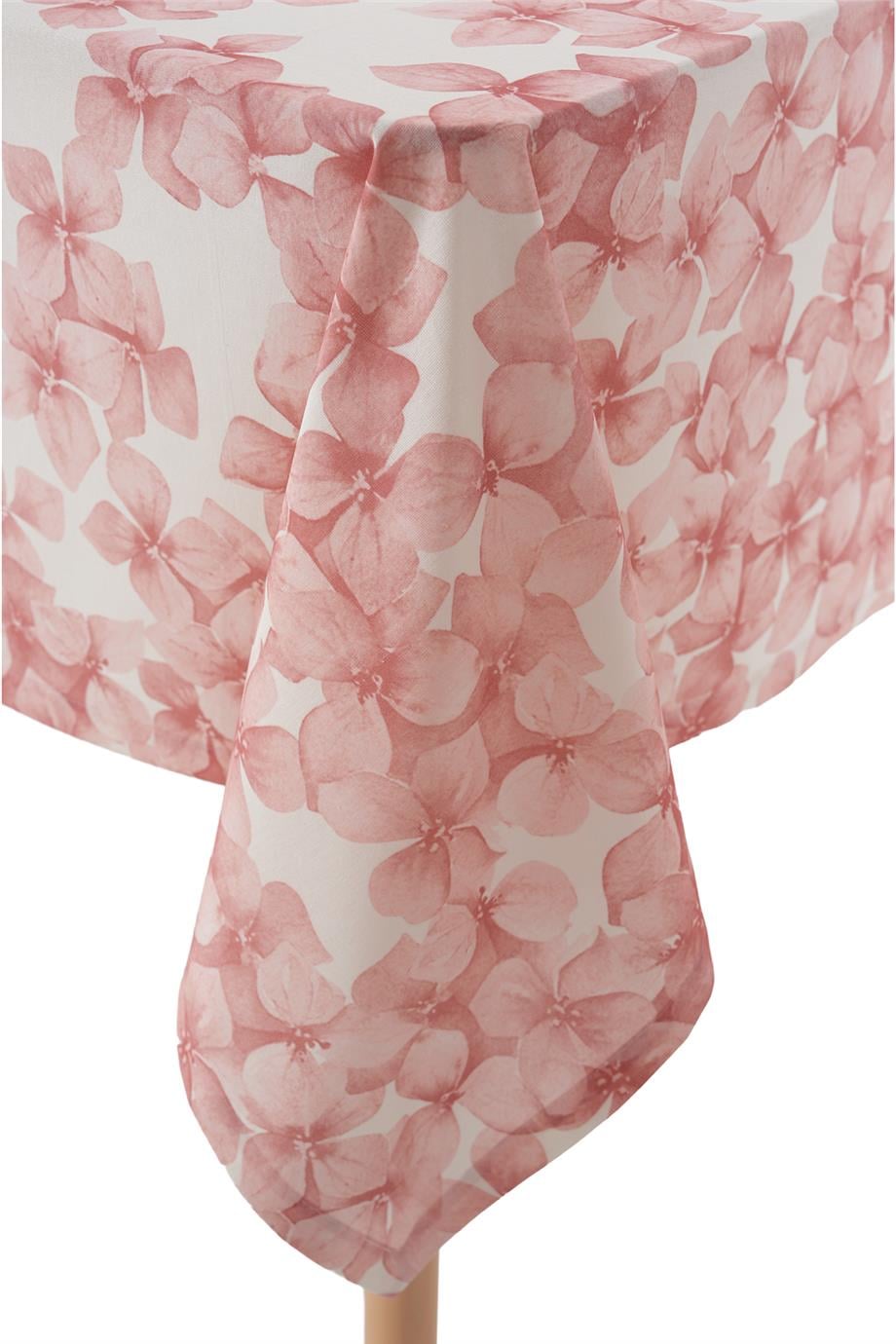 Multi Flower Ortanca Detaylı Pembe Masa Örtüsü