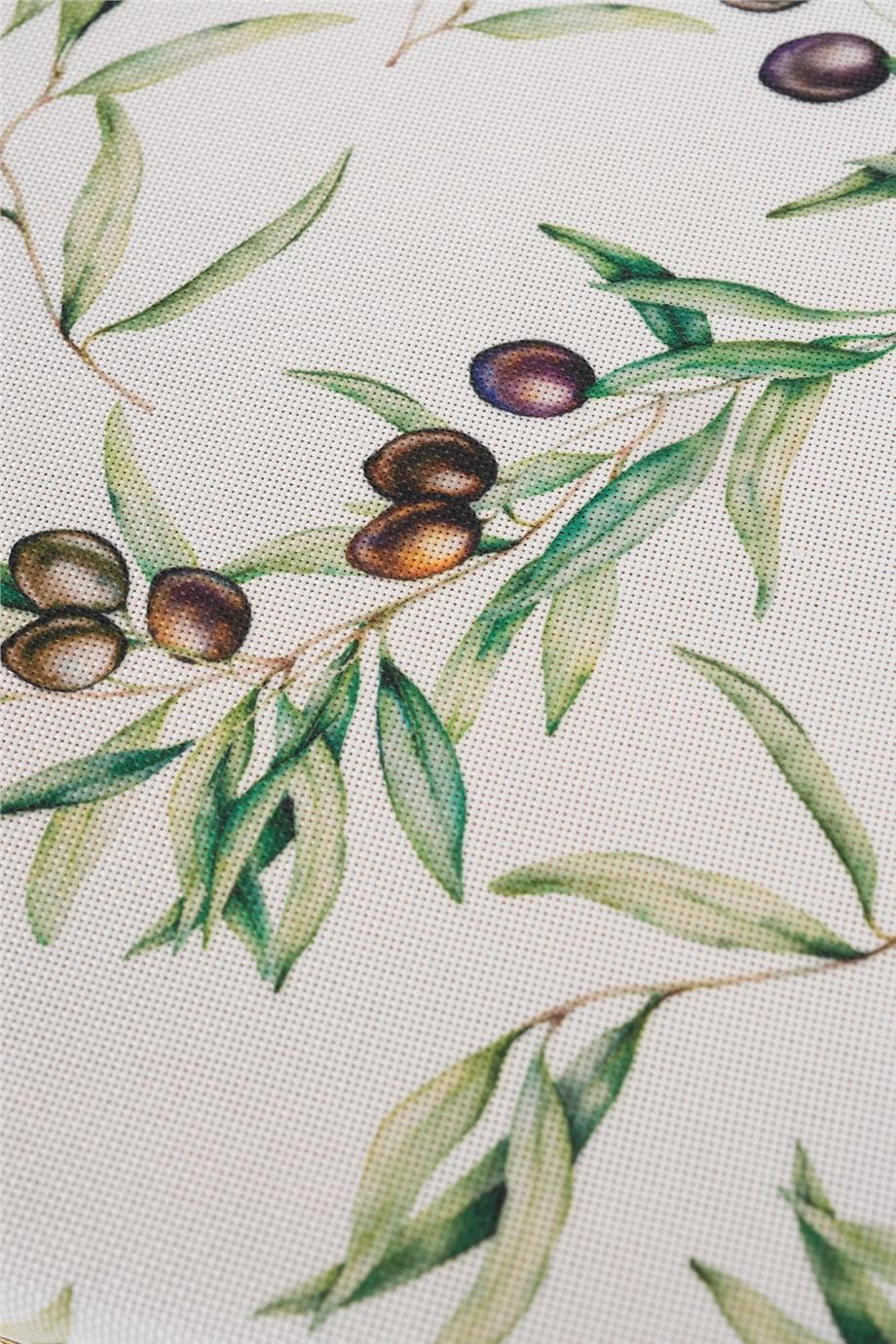 Multi Flower Zeytin Dalı Yeşil Masa Örtüsü