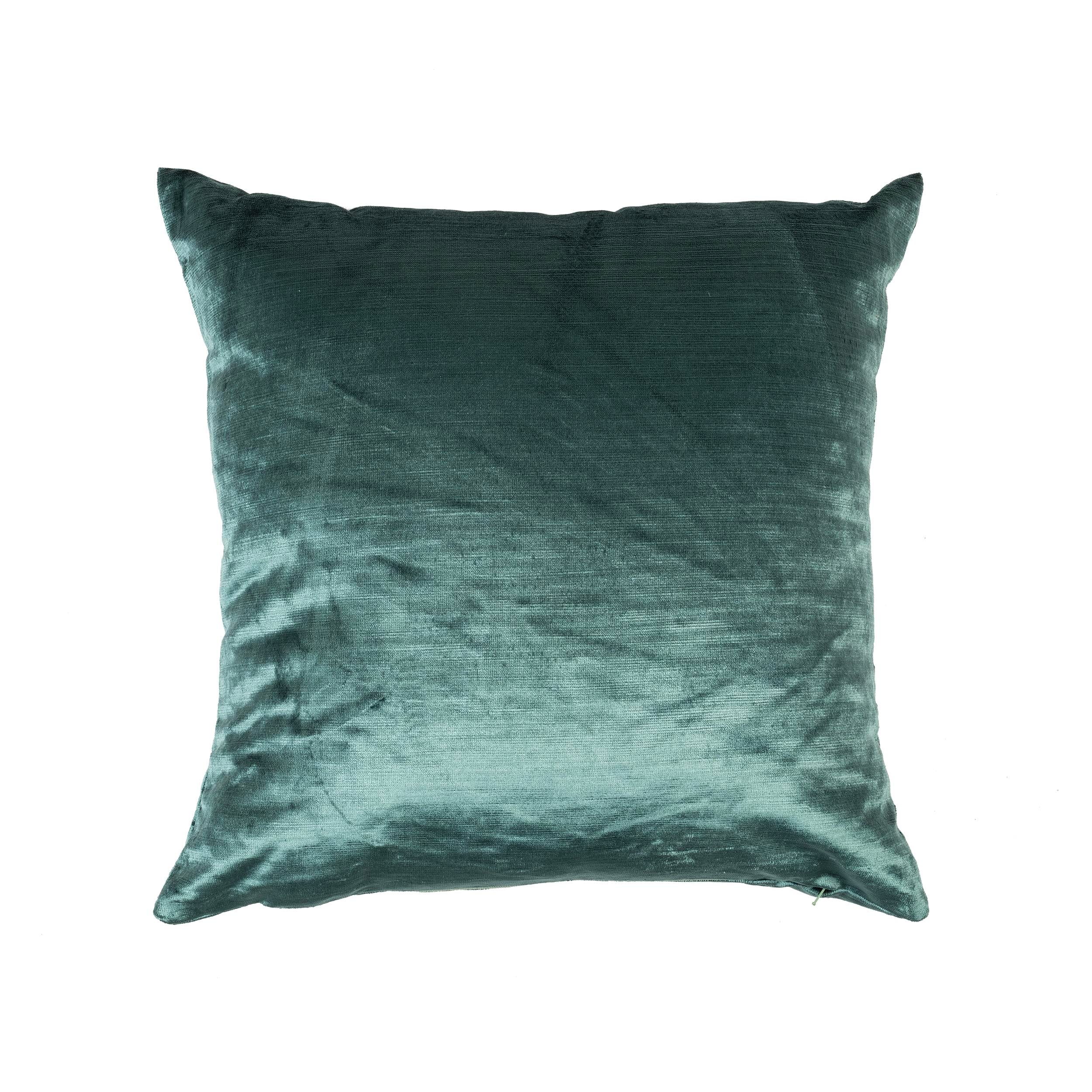Parlak Kadife Çam Yeşili 45x45 cm Kare Kırlent Kılıfı