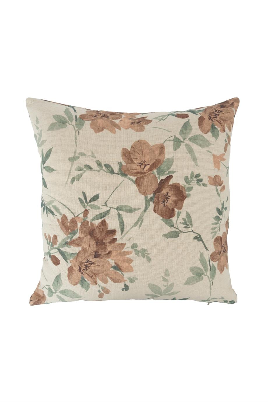 Romantic Floral Bej Kırlent Kılıfı