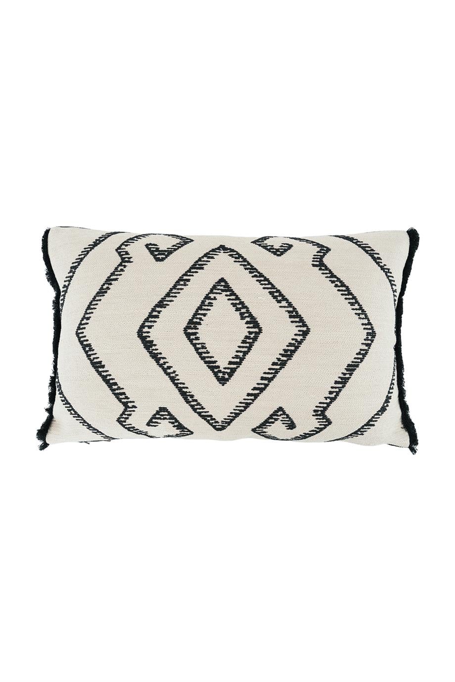 Global Etnik Krem / Siyah Kırlent Kılıfı