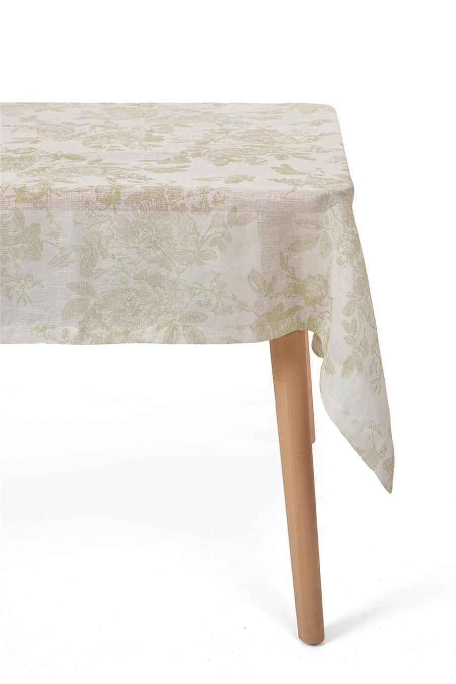 Romantic Floral Çiçek Desenli Yeşil Masa Örtüsü