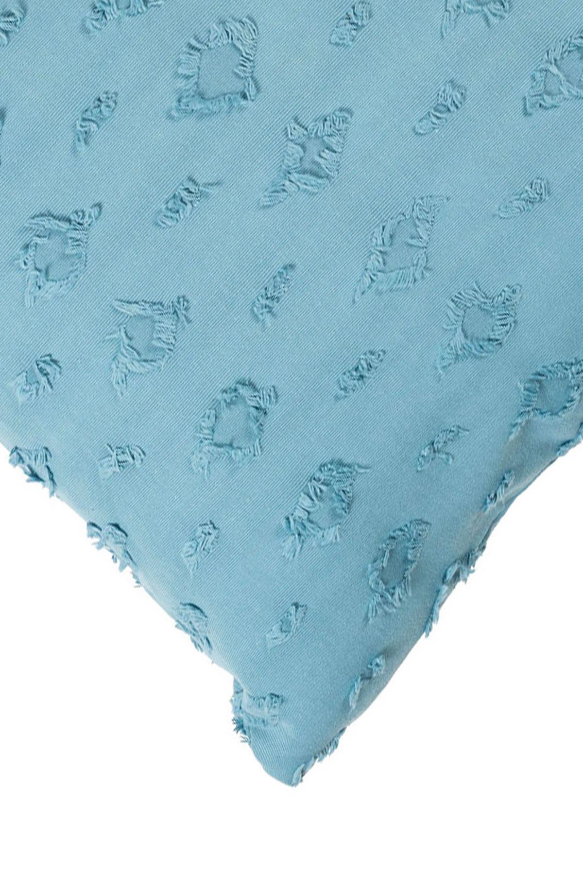 Aqua Marine Turkuaz Kesmeli 45*45 cm Kare Kırlent Kılıfı