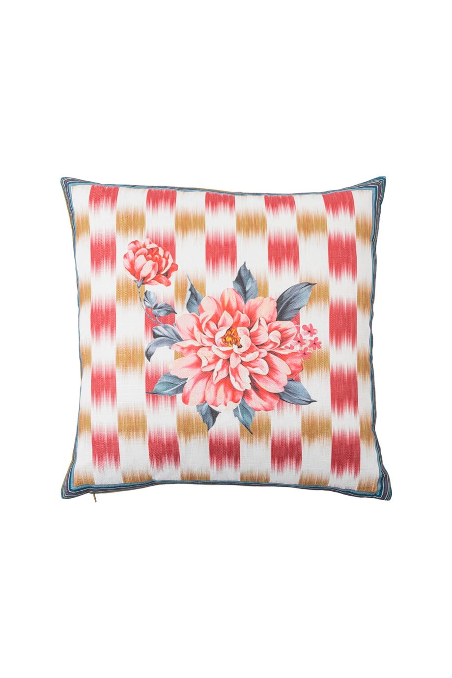 Multi Flower Degrade Geçişli Gül Desenli 50x50 cm Kare Kırlent Kılıfı