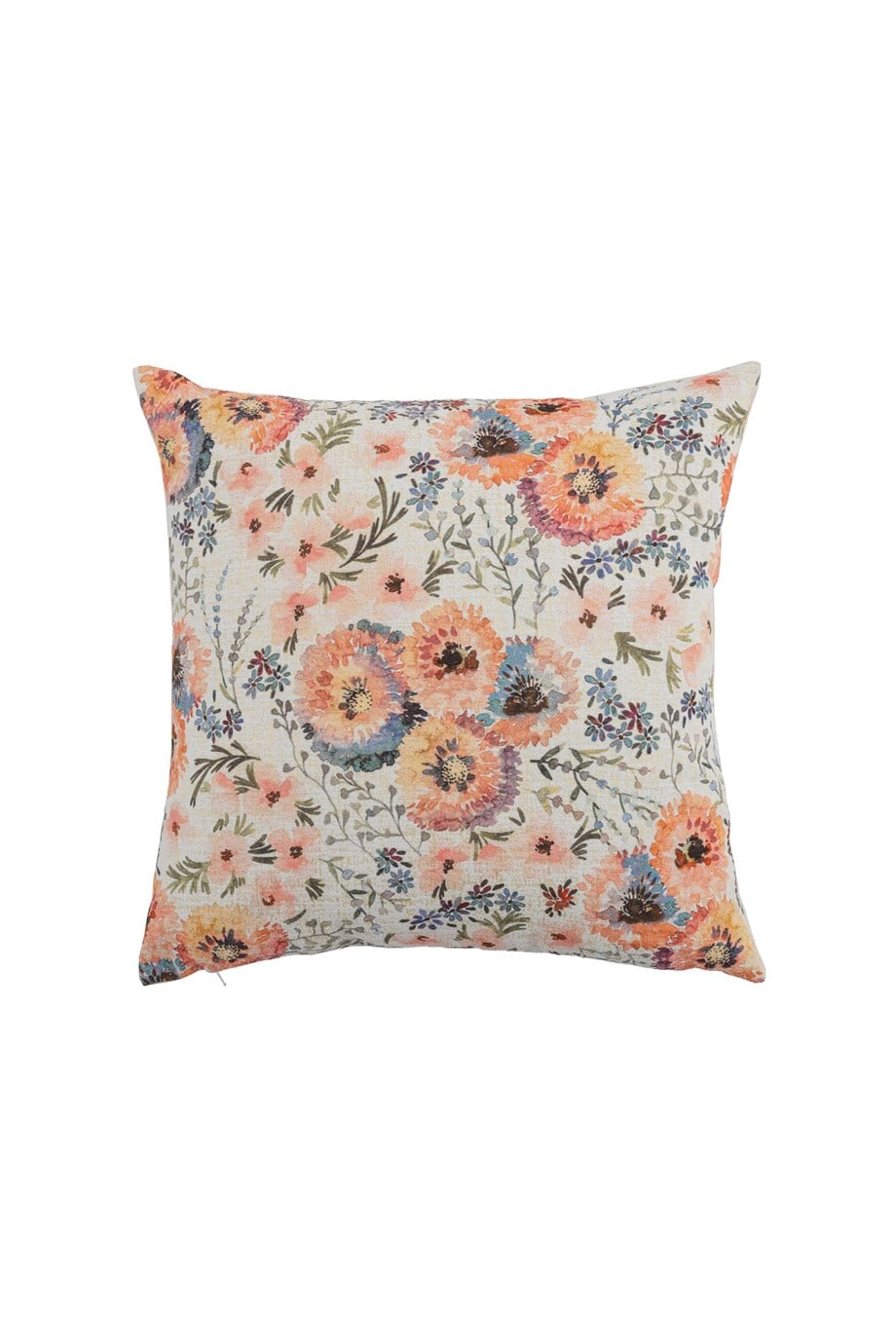Romantic Flower Somon Çiçek Baskılı 45x45 cm Kare Kırlent Kılıfı