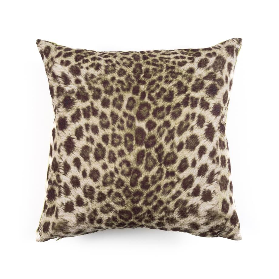 Warm Winter Yeşil Renkli Leopar Desenli 40x40 Kare Kırlent Kılıfı