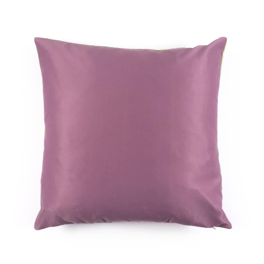 Multi Flower Yeşil Üzerine Lila Çizgili Kadife 50x50 Kırlent Kılıfı