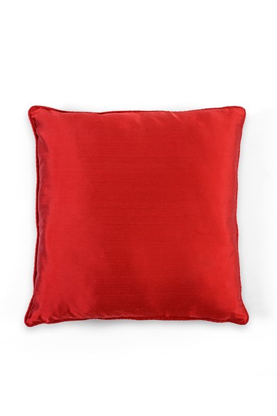 Yılbaşı Kırmızı İpek Kordonlu 50x50 cm Kare Kırlent Kılıfı