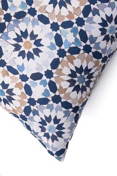 Marine Çini Desen Dikdörtgen Kırlent Kılıfı