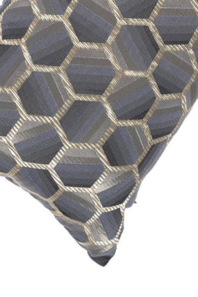 Blues Lacivert Üzerine Gold Petek İşlemeli 30x50 Dikdörtgen Kırlent Kılıfı