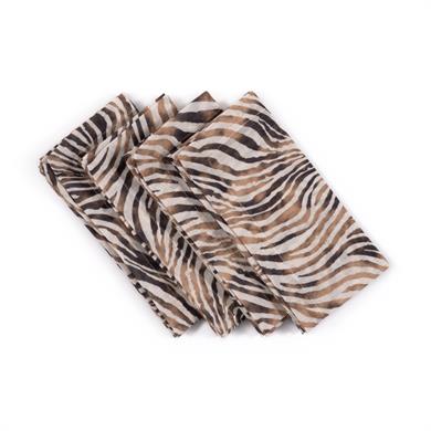 Leopar Desenli Kare 4 Lü Peçete Seti