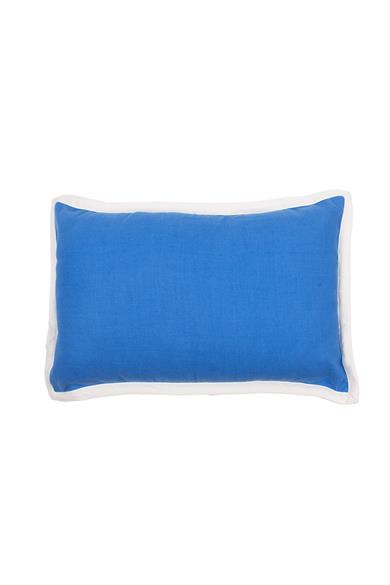 Marine Beyaz Biyeli Lacivert Kırlent Kılıfı