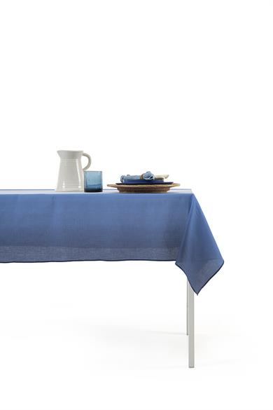 Mavi Beyaz Geçişli 150x250 cm Dikdörtgen Masa Örtüsü