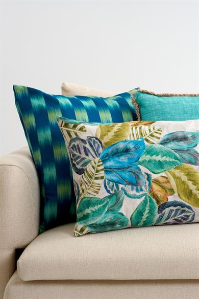 Multi Flower Mavi Kırlent Kılıfı