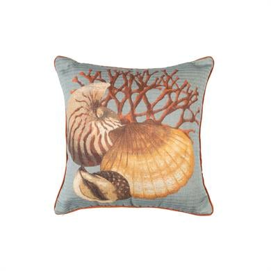 Coral Marine Midye Mercan Baskılı 45x45 cm Kare Kırlent Kılıfı