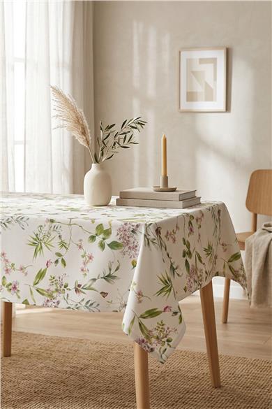 Multi Flower Çiçek Detaylı Renkli Masa Örtüsü