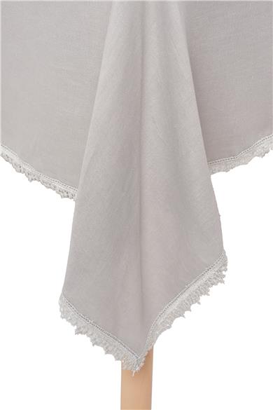 Multi Flower Dantel İşlemeli Gri Masa Örtüsü