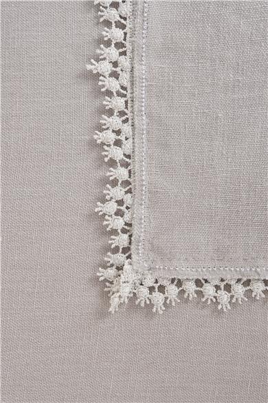 Multi Flower Dantel İşlemeli Gri Masa Örtüsü