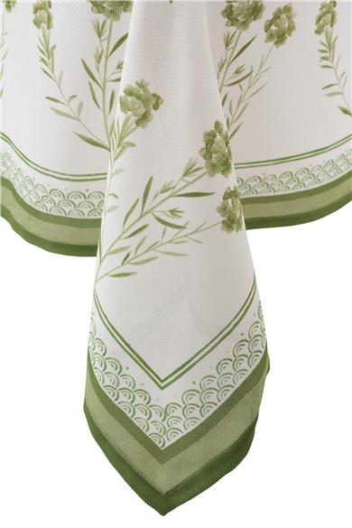 Multi Flower Desenli Yeşil Masa Örtüsü