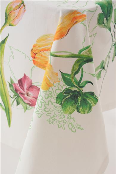 Multi Flower Lale Detaylı Renkli Masa Örtüsü