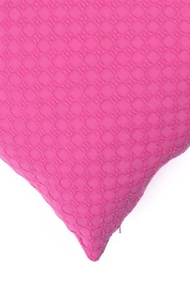 Multi Flower Pembe Pike Kumaşından Gofreli Kare Kırlent Kılıfı