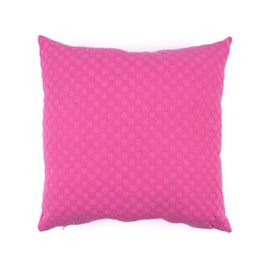 Multi Flower Pembe Pike Kumaşından Gofreli Kare Kırlent Kılıfı