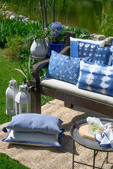 Marine Polyester Dijital Batik Çini Desen Baskılı Dikdörgen Kırlent Kılıfı