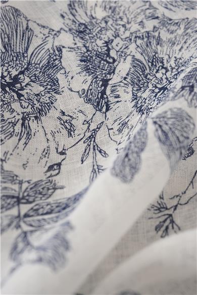Romantic Floral Çiçek Desenli Lacivert Masa Örtüsü