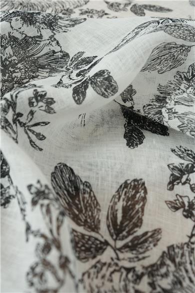 Romantic Floral Çiçek Desenli Siyah Masa Örtüsü