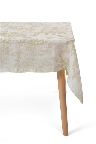 Romantic Floral Çiçek Desenli Yeşil Masa Örtüsü