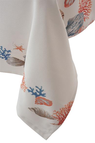 Turuncu / Mavi Mercan Detaylı Masa Örtüsü