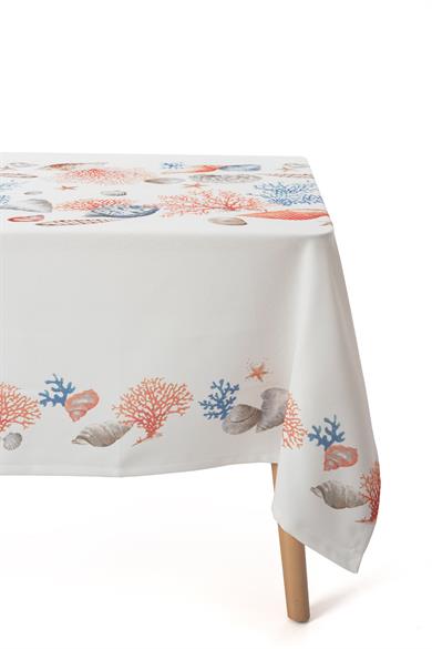 Turuncu / Mavi Mercan Detaylı Masa Örtüsü