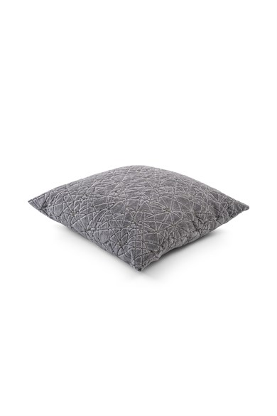 Stone Geometrik Desenli Antrasit Kadife 45x45 cm Kırlent Kılıfı 