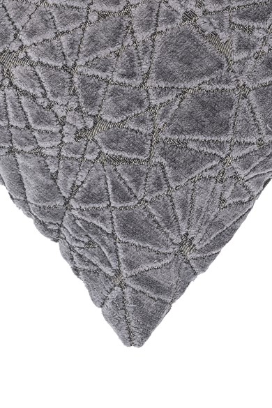Stone Geometrik Desenli Antrasit Kadife 45x45 cm Kırlent Kılıfı 