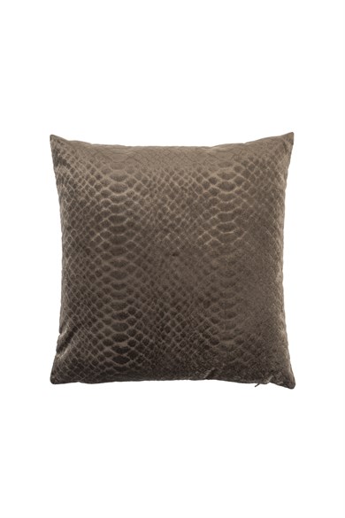 Warm Winter Krokodil Baskılı Koyu Antrasit Rengi 45x45 cm Kare Kadife Kırlent Kılıfı