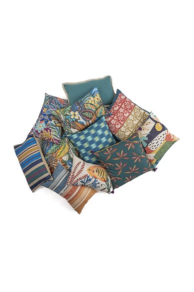 Multi Flower Renkli Çizgili 35x55 cm Dikdörtgen Kırlent Kılıfı