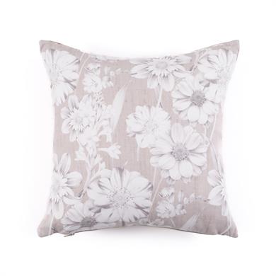 Romantic Flower Vizon Üzerine Beyaz Çiçek Baskılı 40x40 Kare Kırlent Kılıfı