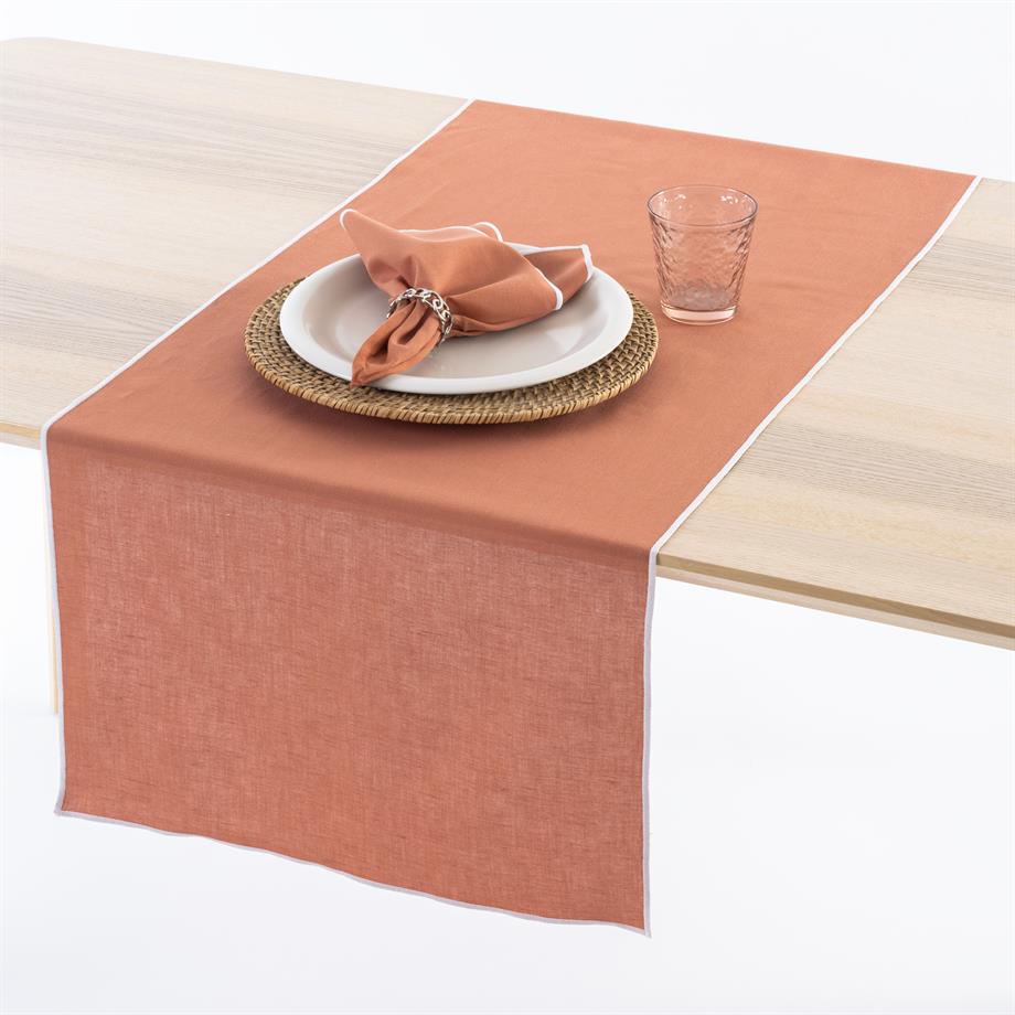 Kızıl Oranj Keten Masa Bandı 50x150 cm CVICB1C23ALA4111ET-OR34