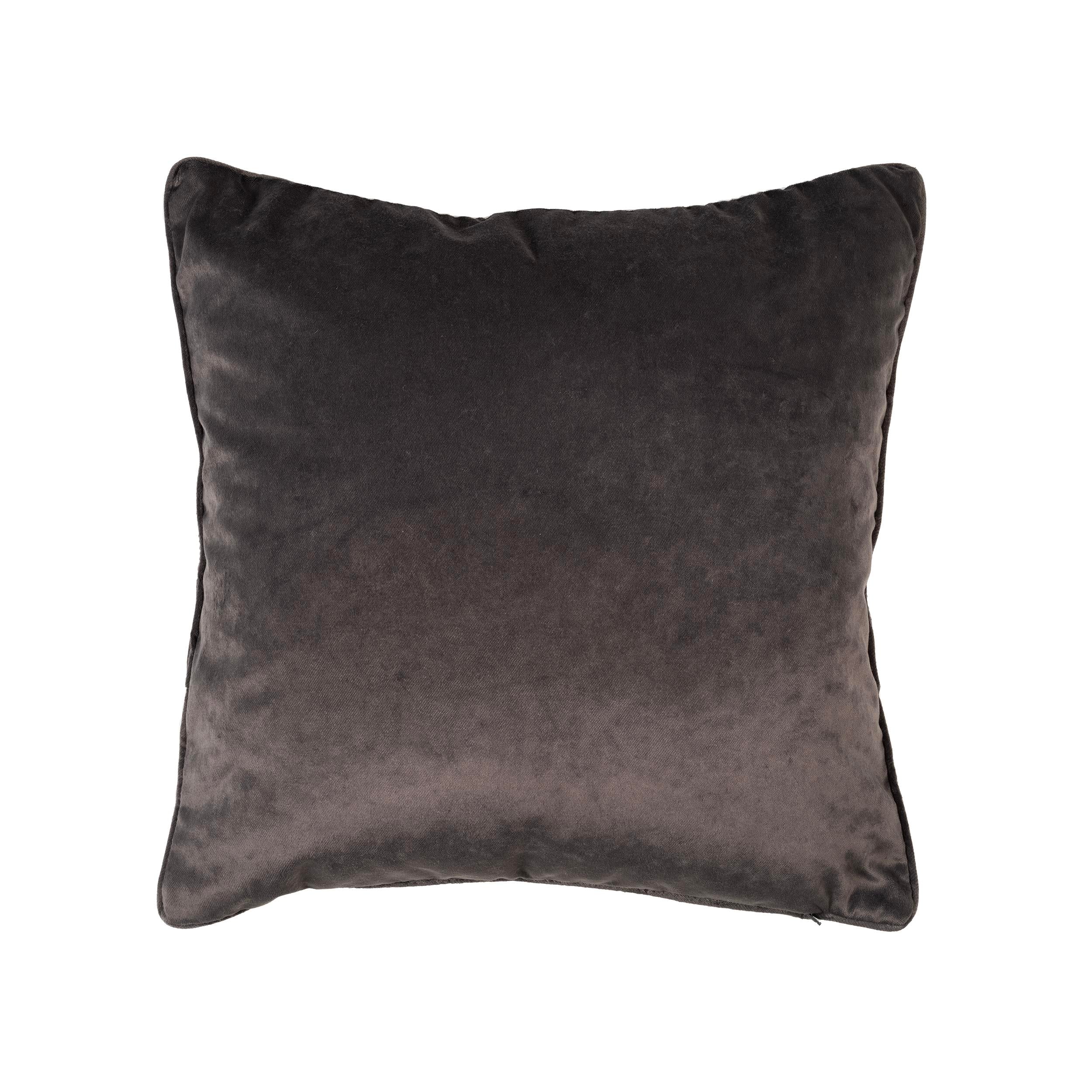 Koyu Gri Kadife Biyeli 50x50 cm Kare Kırlent Kılıfı CVICM1C41VF90311ET-GY47