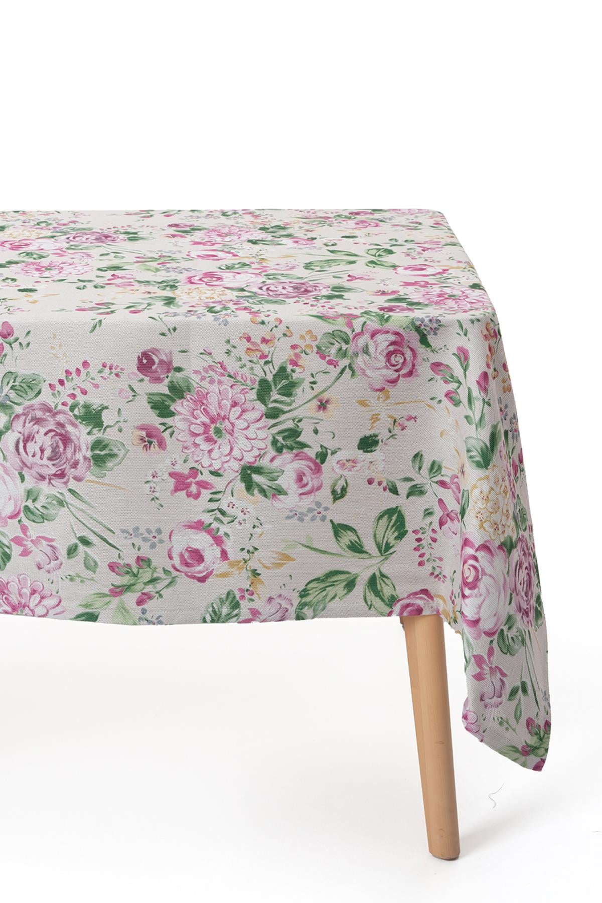 Mor Çiçek Detaylı Masa Örtüsü