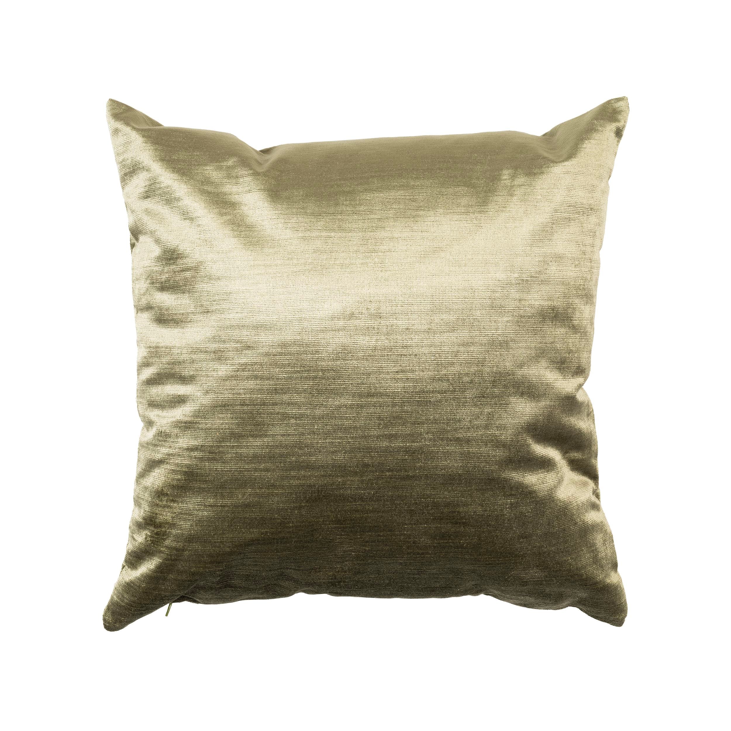 Parlak Kadife Haki Yeşil 45x45 cm Kare Kırlent Kılıfı